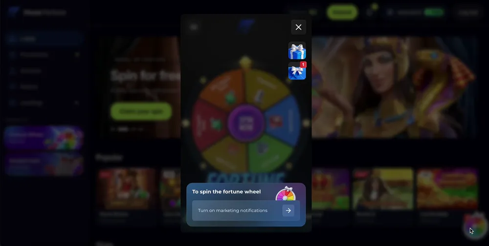 A wheel mission asking the player to enable marketing notifications