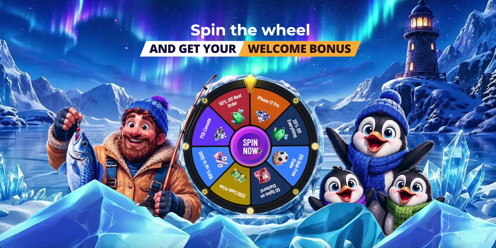 A themed welcome wheel visitors can spin before registration